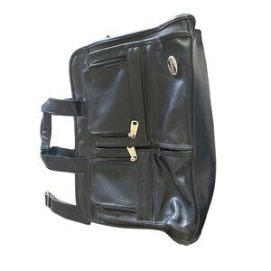 Vintage Samsonite Black Leather Briefcase With Multiple Compartments & Zipper Cl